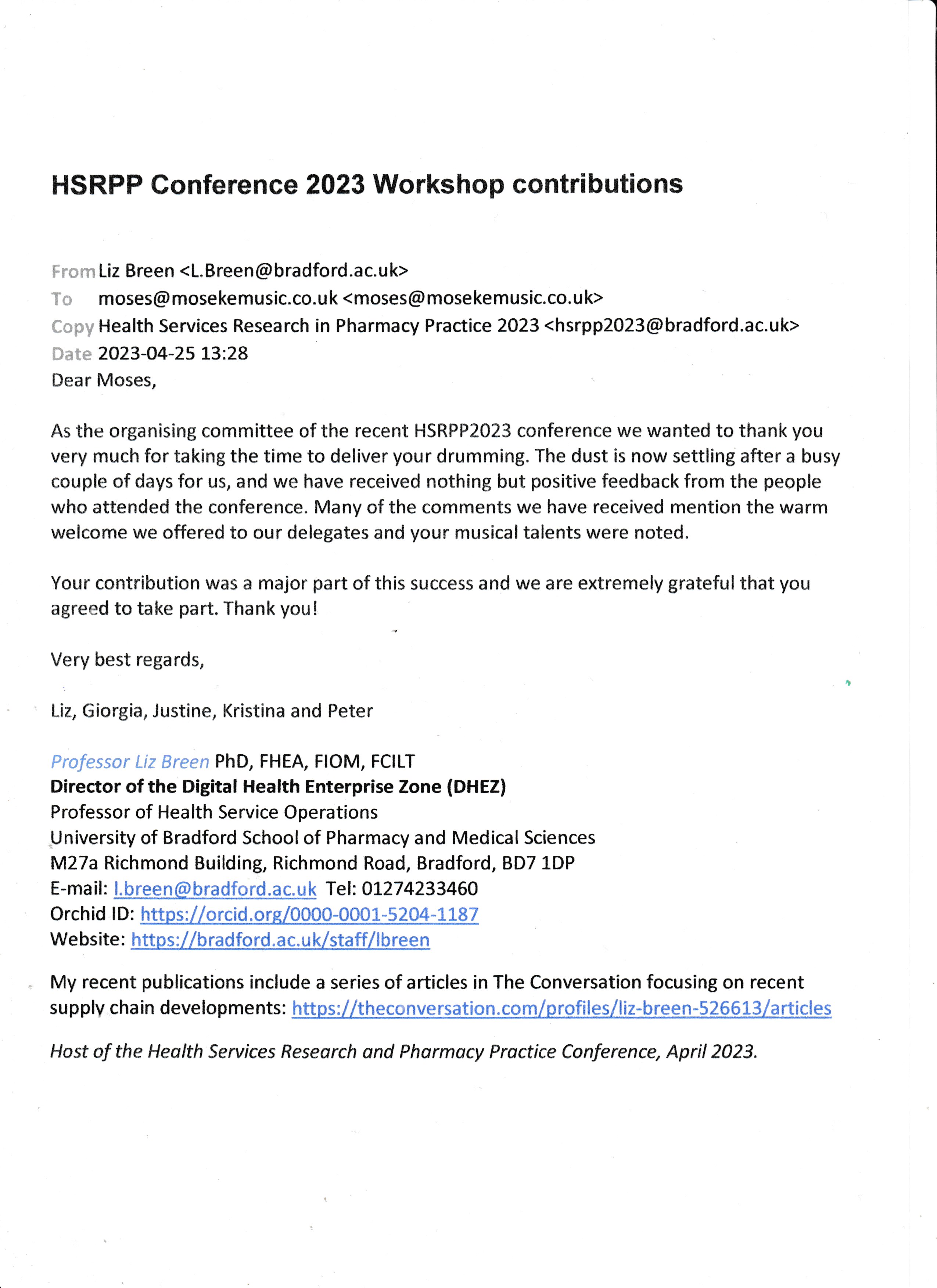 Bradford uni moses ekebusi music testimonial