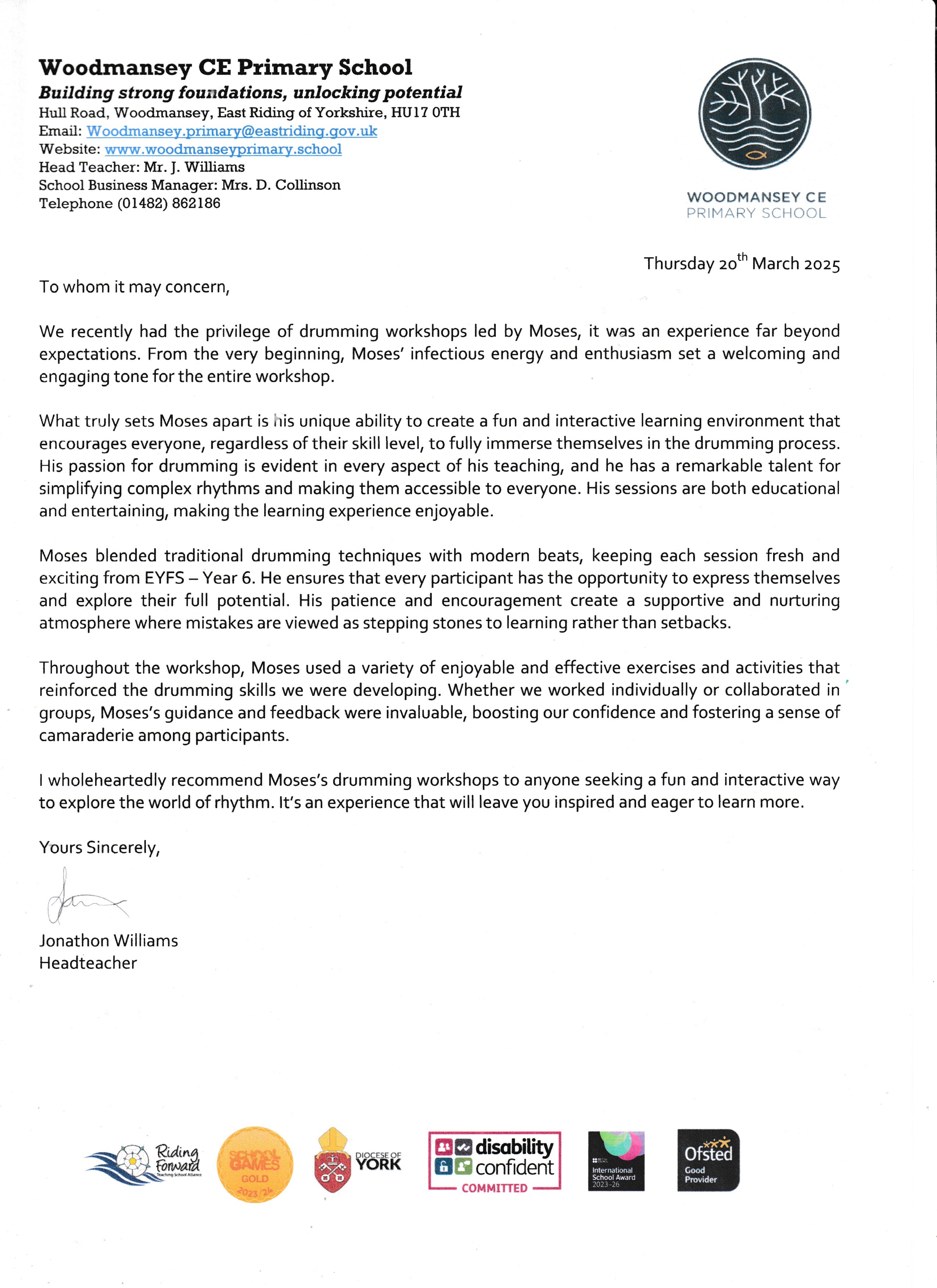 moses ekebuisi african drumming workshops testimonial